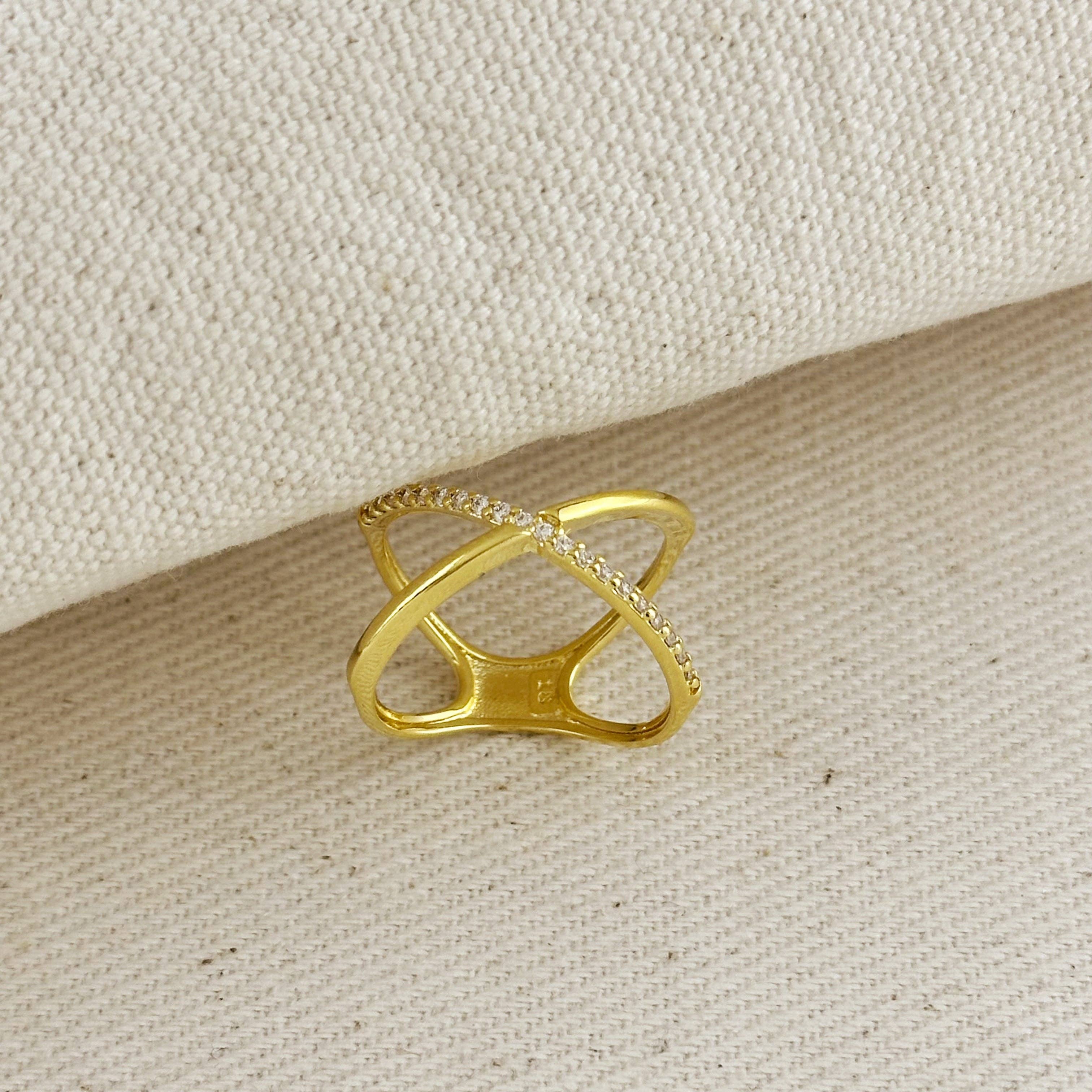 18k Gold Filled X Statement Ring - 8