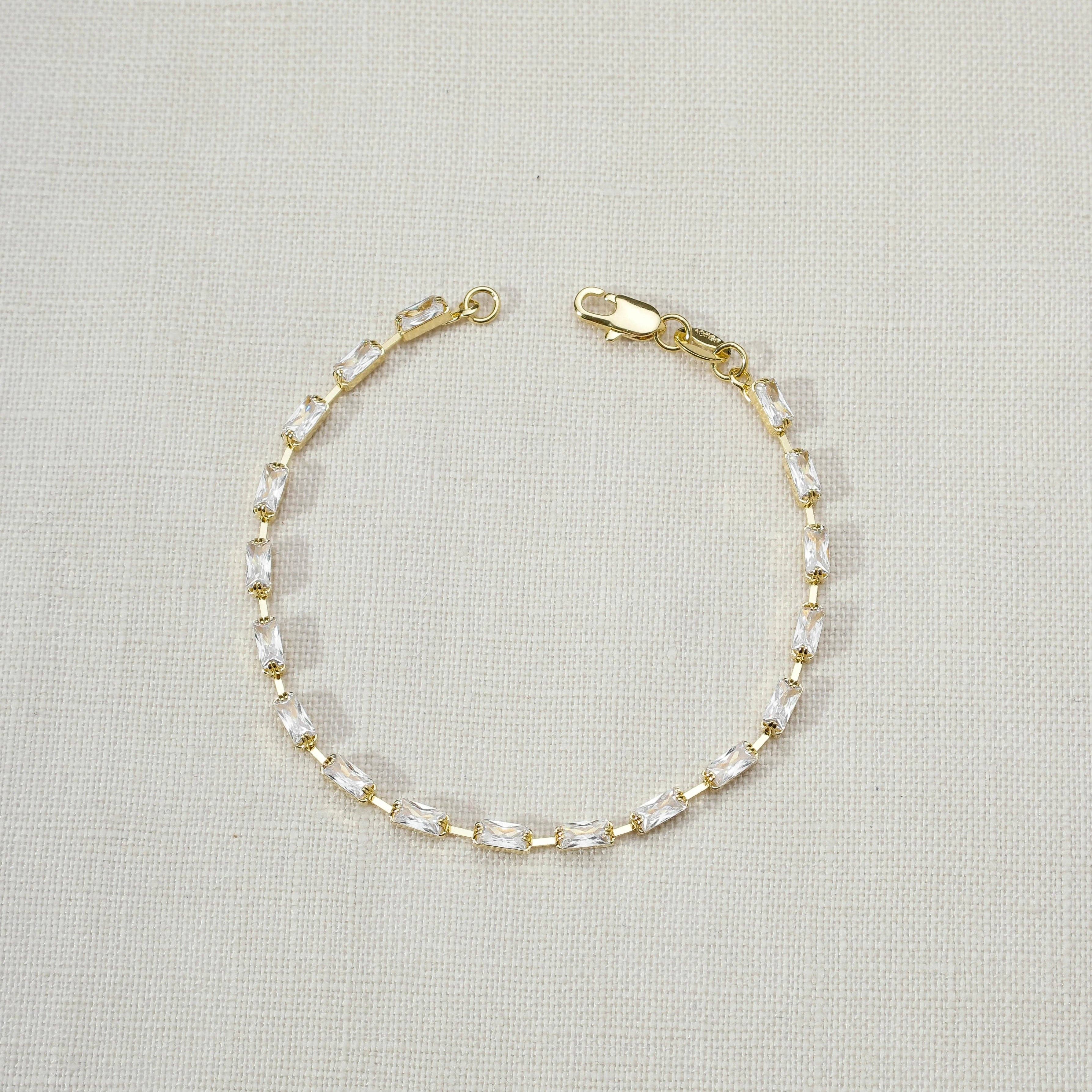 18k Gold Filled Sideway Baguette Tennis Bracelet