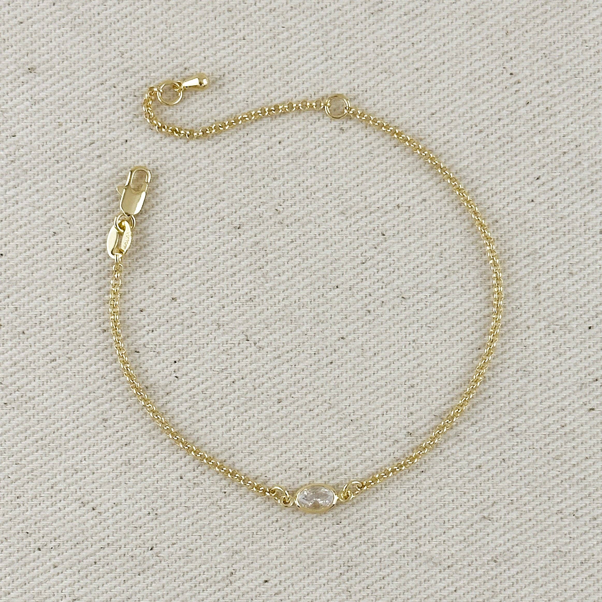 18k Gold Filled CZ Solitaire Bracelet