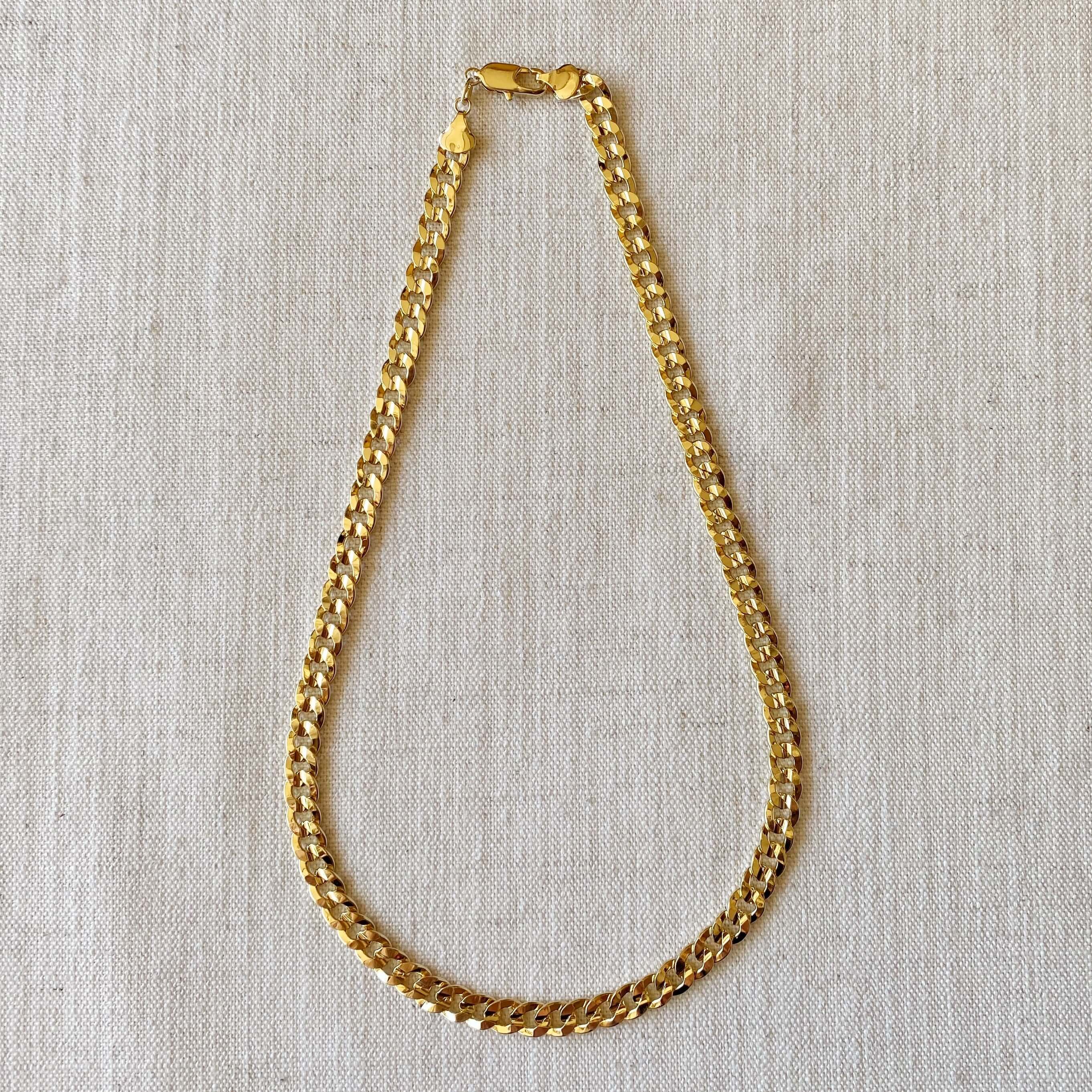 18k Gold Filled 8mm Diamond Cut Cuban Chain Necklace
