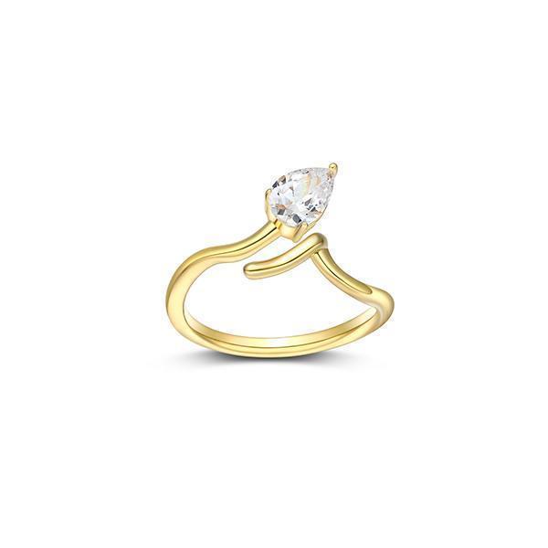 Diamondlite Cubic Zirconia Pear "Serenade" Ring - Gold - Size 6