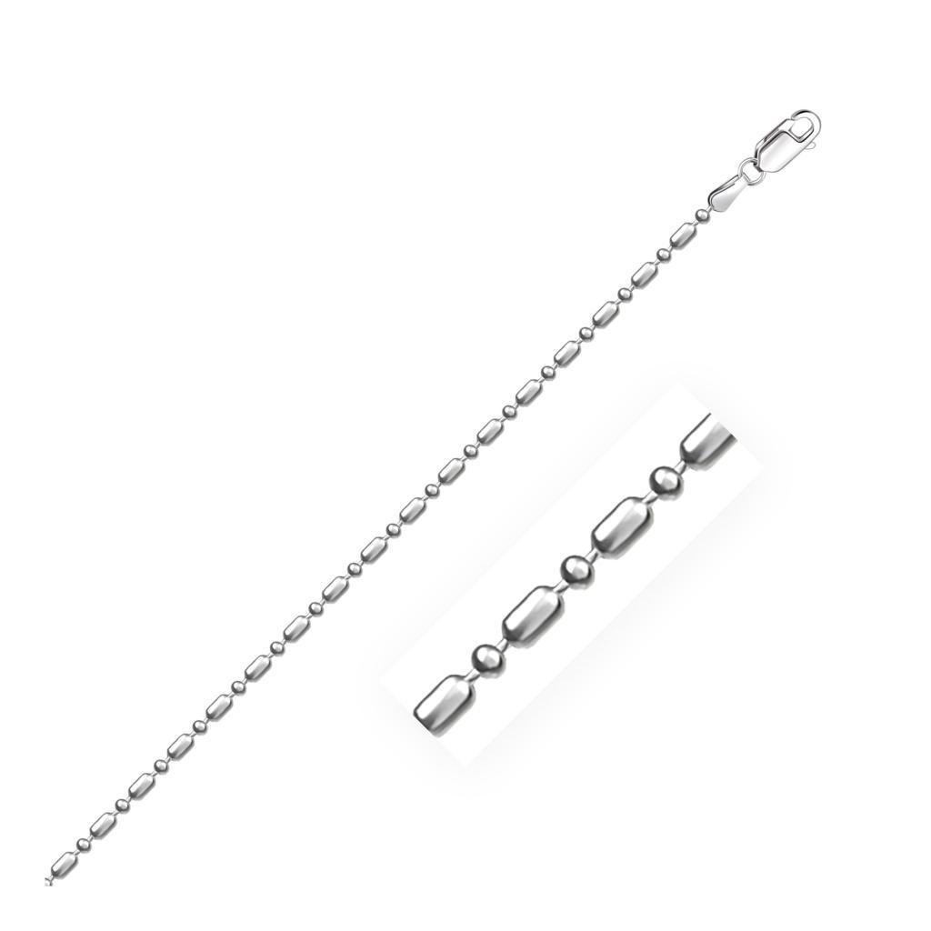 14k White Gold Diamond-Cut Alternating Bead Chain (1.30 mm) -18"
