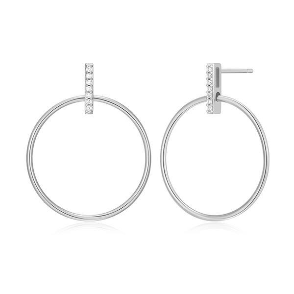 CJ Monte sterling silver lab-created diamond 24mm open circle bar earrings