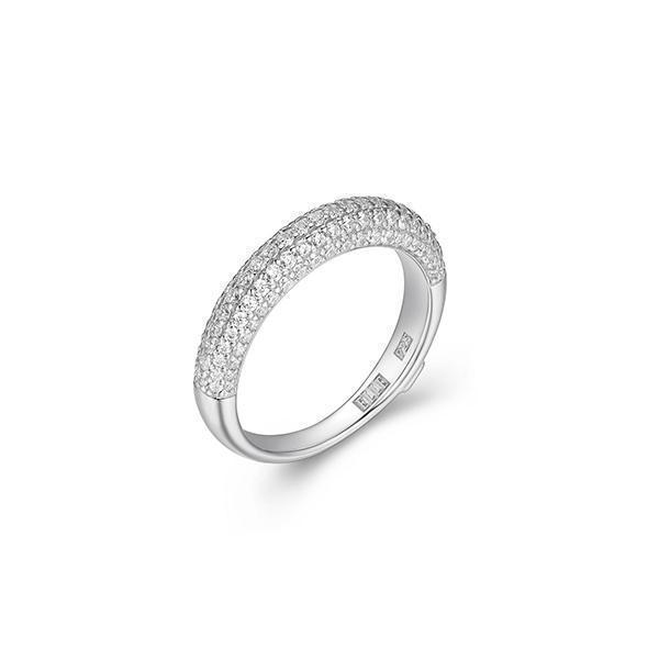 RR4LAEX-W-7 "Stardust" 5-Row Clear Cubic Zirconia Half Eternity Ring - Silver - Size 7