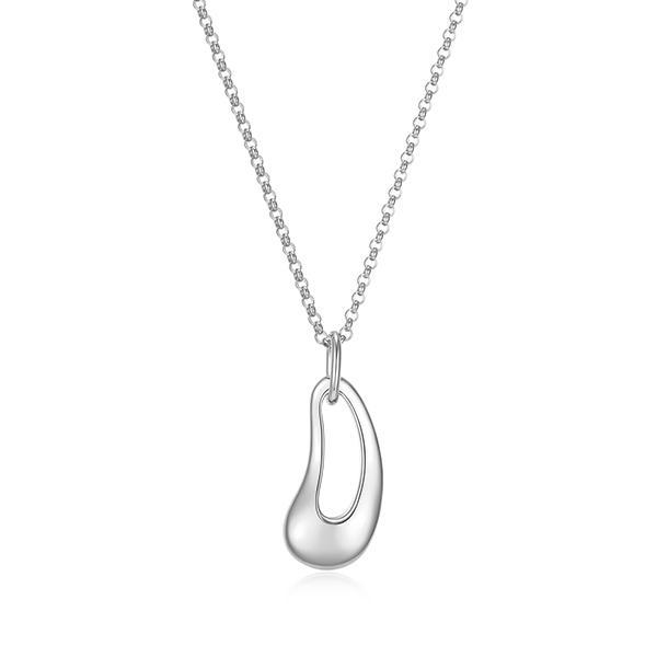 NR0LC0RA0-W-17 Sterling Silver OASIS Puffy Organic Droplet Pendant Necklace Size 17