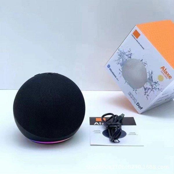 Compact Round Ball Bluetooth Speaker with Ambient LED Lighting - Portable Wireless Audio Alaxe for Universal Cell Phone And Bluetooth Device - Black