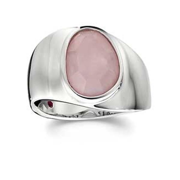 RR4L83432-W-8 Sterling Silver SUGAR MELON Rose Quartz Ring Size 8
