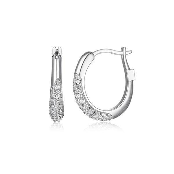 ER2LCK7-W "Caramel" Pave Cubic Zirconia 17x15mm Oval Hoop Earrings