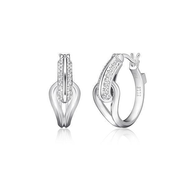ER2LCH7-W "Coalesce" Sterling Silver Pave Cubic Zirconia Hoop Earrings