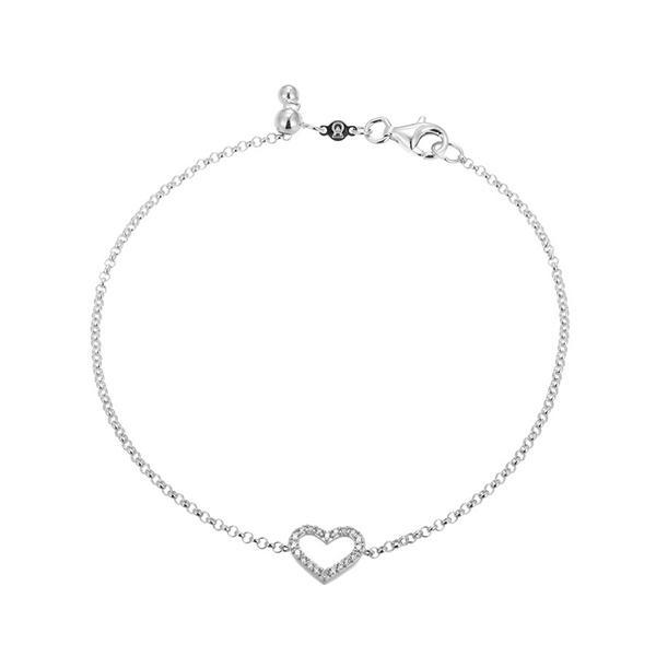 CJ Monte sterling silver labcreated diamond adjustable open heart bracelet