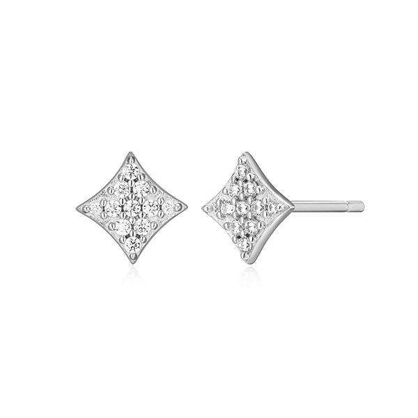 CJ Monte sterling silver lab-created diamond diamondshaped stud earrings