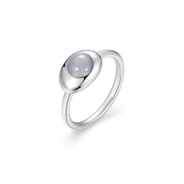 RR4ATSBA4-W-6 Sterling Silver Blue Chalcedony Pebble Ring Size 6