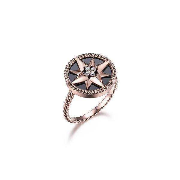 RCGS4Q01Y-R-7 Sterling Silver "STELLA" Star Ring - Rose Gold