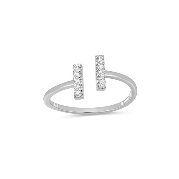 CJ Monte sterling silver lab-created diamond double bar ring - Size 8