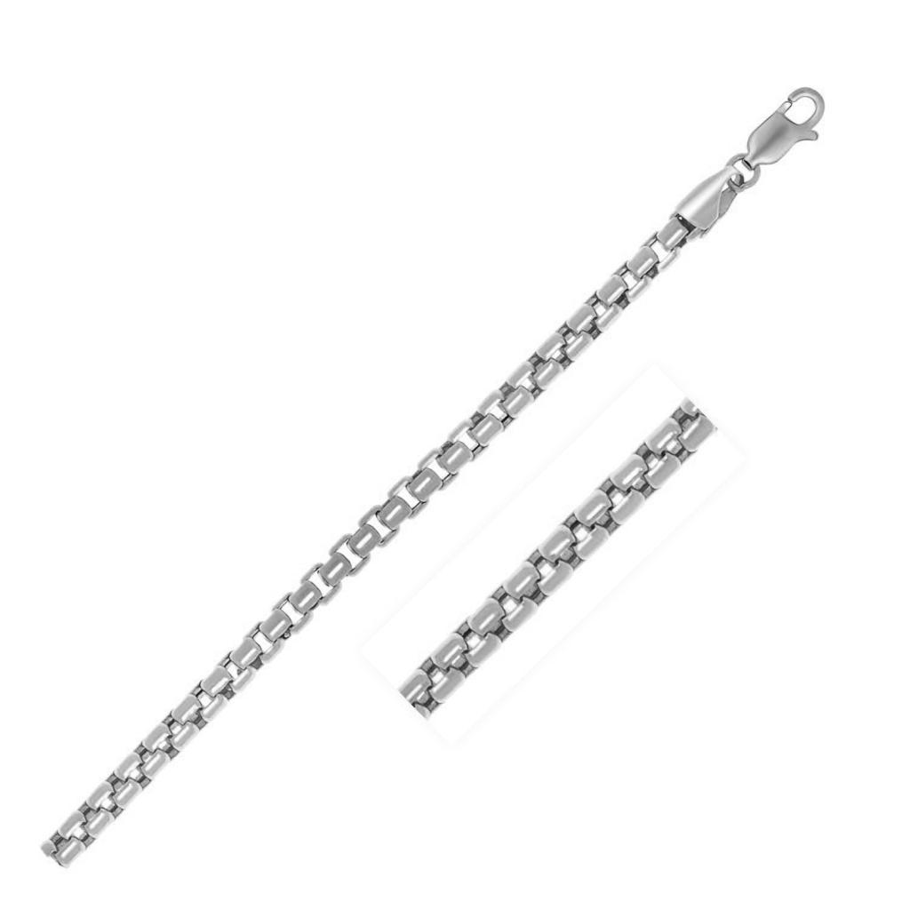 Sterling Silver Rhodium Plated Round Box Chain (3.80 mm) -20"