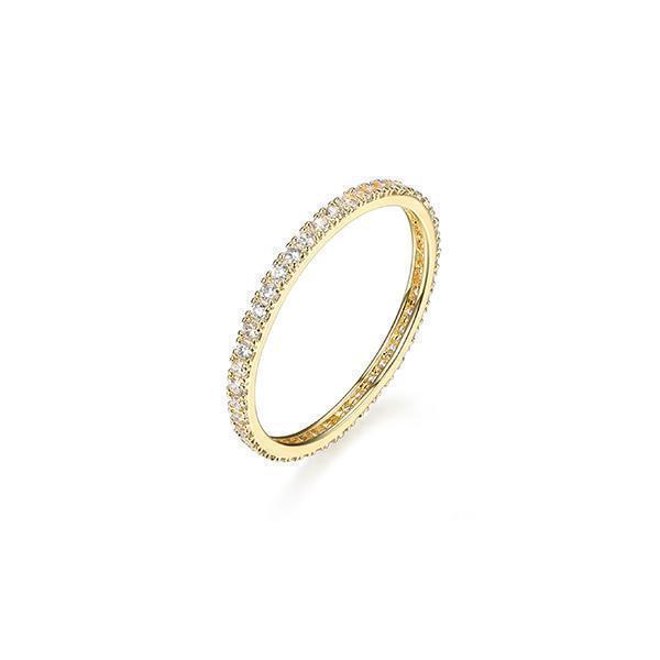 Diamondlite Cubic Zirconia Ultra-slim Eternity Band -  Gold - Size 7