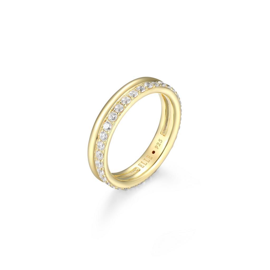 R34LAJK-Y-7 Goddess Cubic Zirconia Double Row Ring Size 7