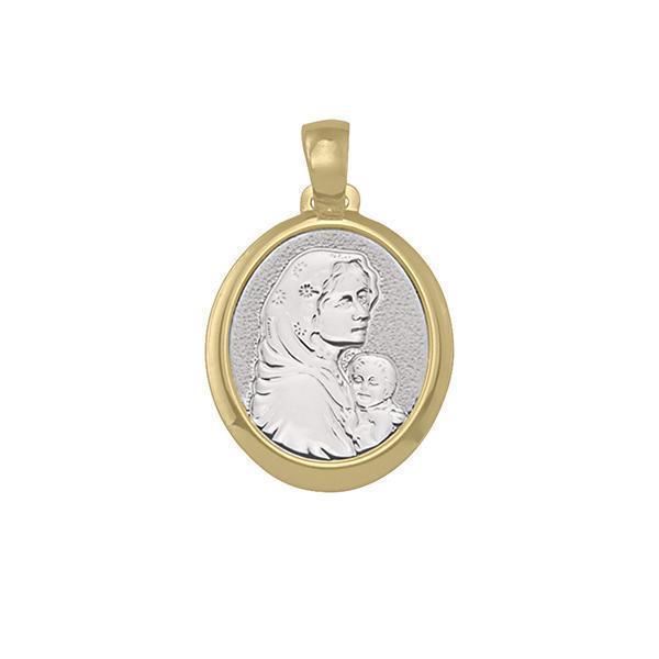 18K Two Tone Oval Madonna Pendant - 2.9 gm - 2T