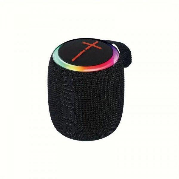 Portable Bluetooth Speaker with RGB LED Light - Round Drum Design for Wireless Audio Streaming KIKMS215 for Universal Cell Phone And Bluetooth Device - Black