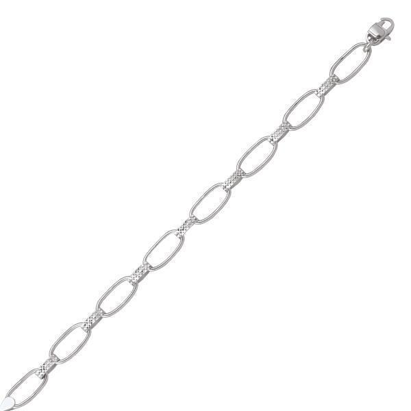 10K Silver Oval Shaped Link Bracelet - 10KW