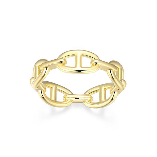 R34ATR7A0-Y-8 Sterling Silver Marine Link Ring Size 8