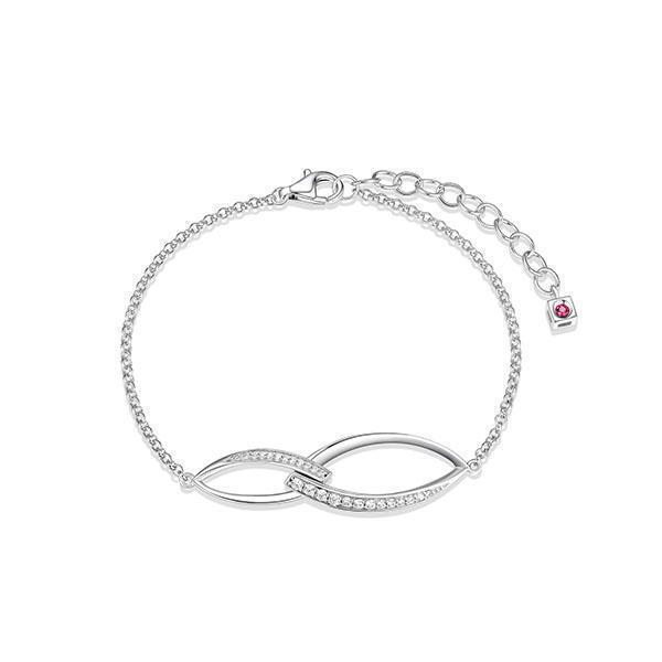 BR1LAKY-W "Swing" Interlocking Marquise Link and Pave Cubic Zirconia Bracelet