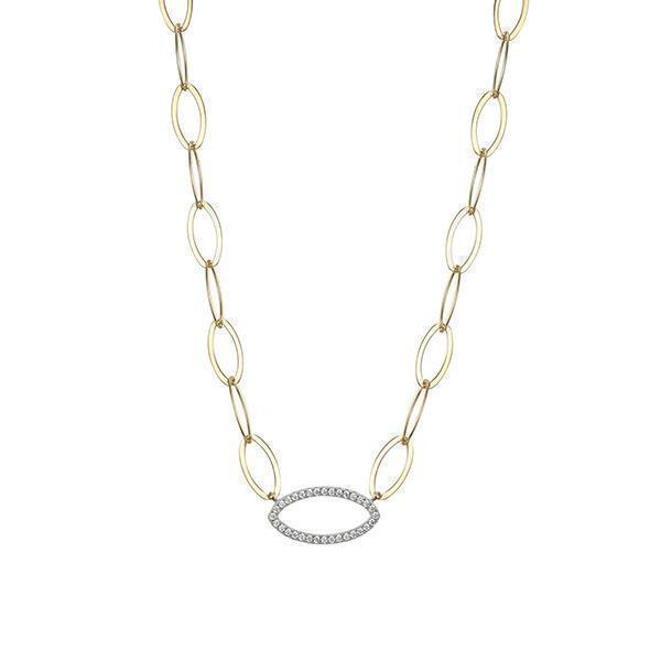 NCGS0Q09Z-2T Sterling Silver "PAPERCLIP" Marquise Link with Diamondlite Necklace