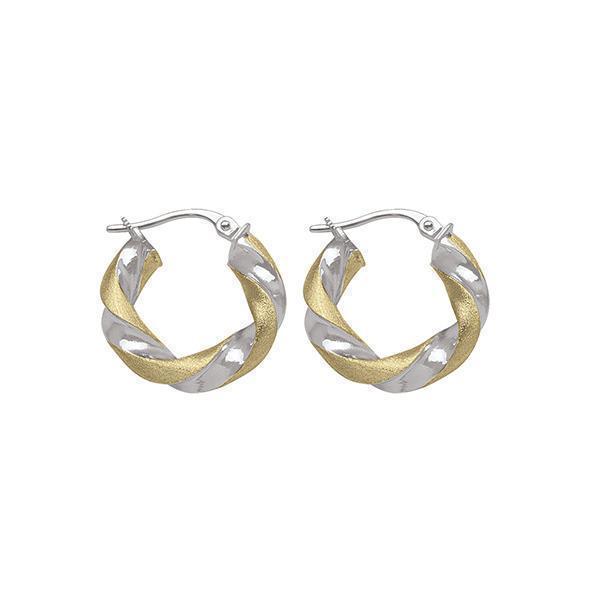 14K Two Tone Gold Hoop Earrings - 2T