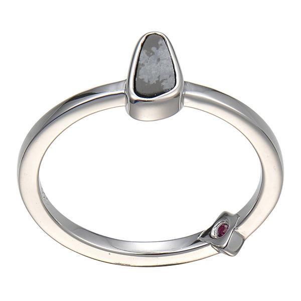 RR4LA1DAJ-W-7 Sterling Silver SERENITY Snowflake Obsidian Mini Ring Size 7