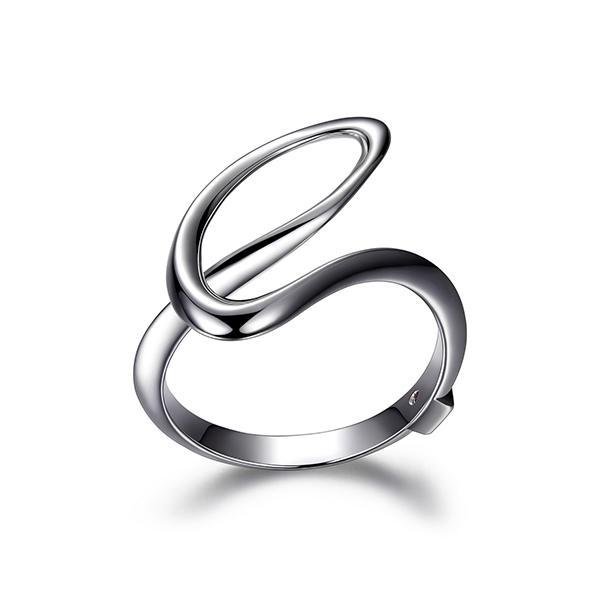 RR4LA5FA0-W-6 Sterling Silver Polished Loop Ring Size 6