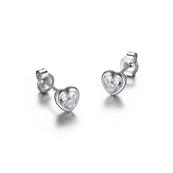 Diamondlite Cubic Zirconia 5mm Heart Pebble Stud Earrings - Silver - Jewellery