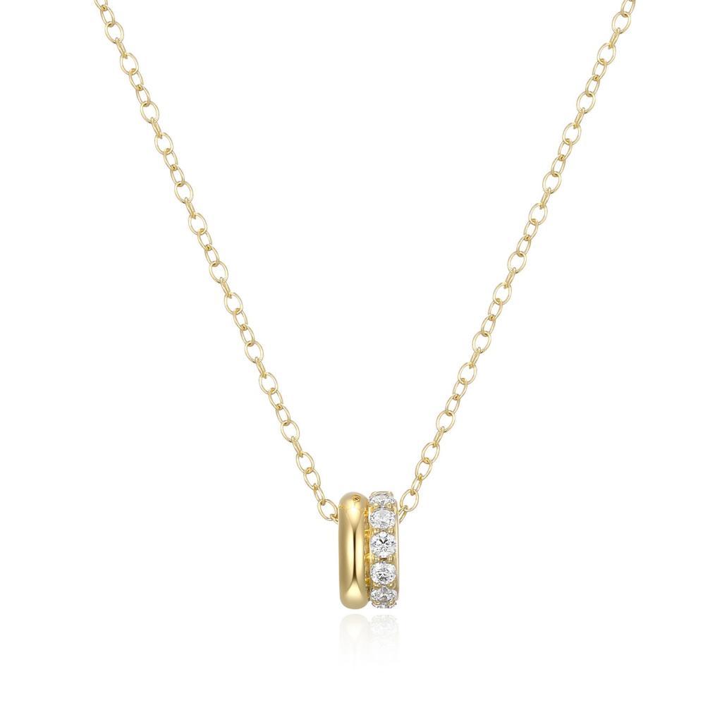 N30LBYW-Y Goddess  2-Row Circle Cubic Zirconia Necklace