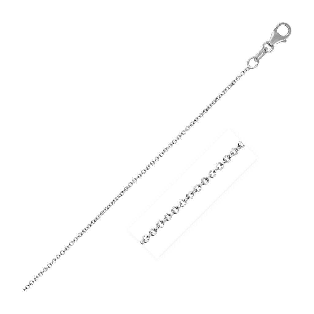 14k White Gold Round Cable Link Chain (1.10 mm) - 16"