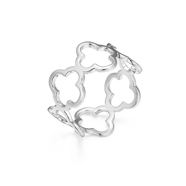 RR4ATSYA0-W-8 Sterling Silver Open Clover Band Ring Size 8