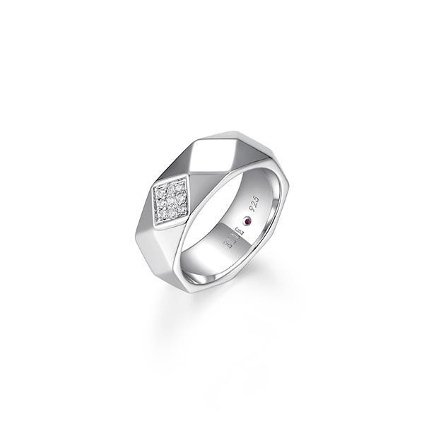 RR4LAHX00-W-6 Sterling Silver CAPTIVATE Cubic Zirconia Dimensional Quilted Pattern Ring Size 6