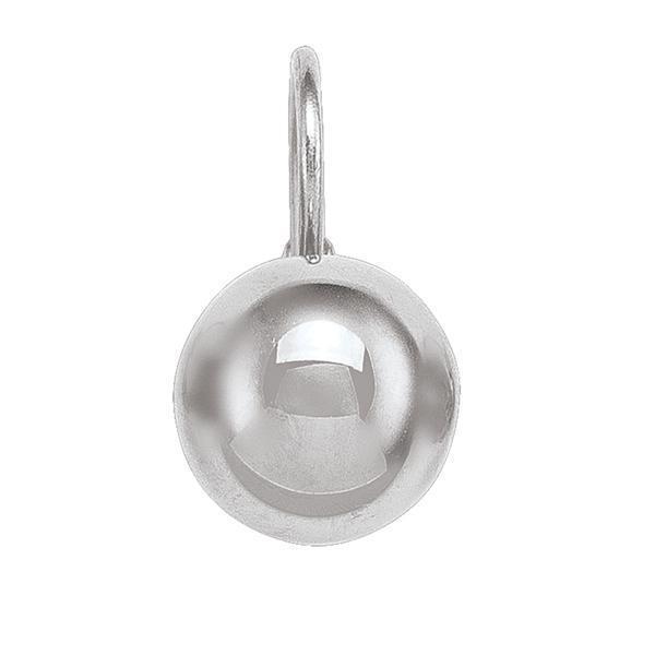 14K Silver Sphere Shaped Drop Earrings - 14KW