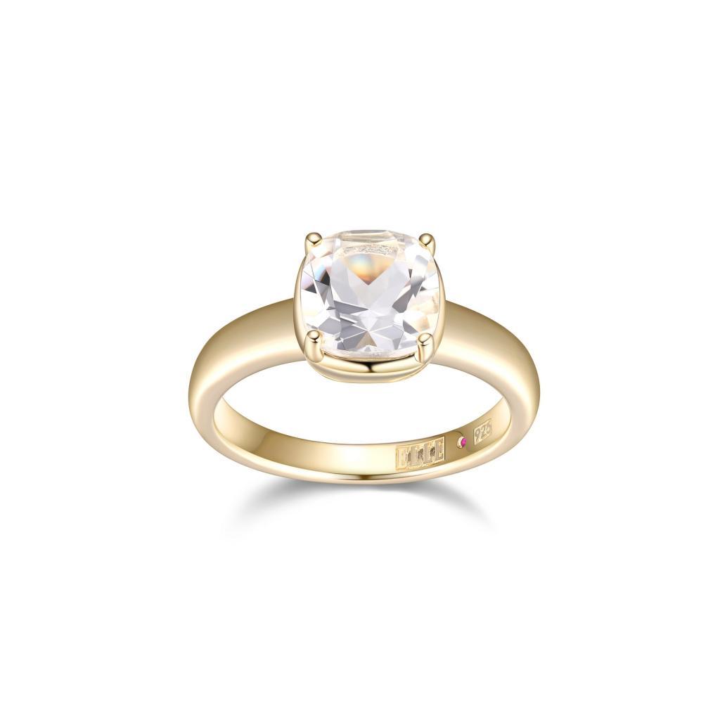 R34LAF5-Y-8 Marble Clear Quartz Solitaire Ring Size 8
