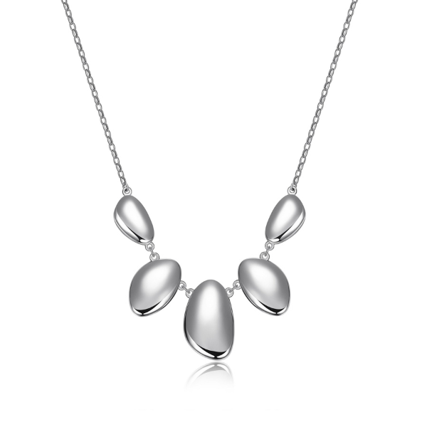 NR0LBVCA-W Pebble Five Oval Station Necklace