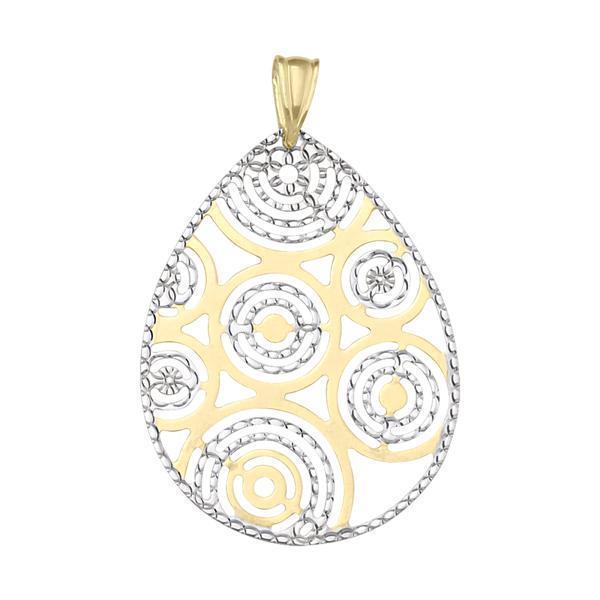 10K Gold and Silver Circular Pattern Pendant - 10K2T