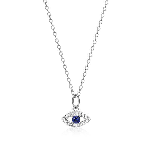 CJ Monte sterling silver labcreated diamond & created sapphire evil eye necklace