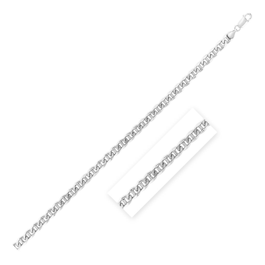 Sterling Silver Rhodium Plated Mariner Chain (6.00 mm) -22"