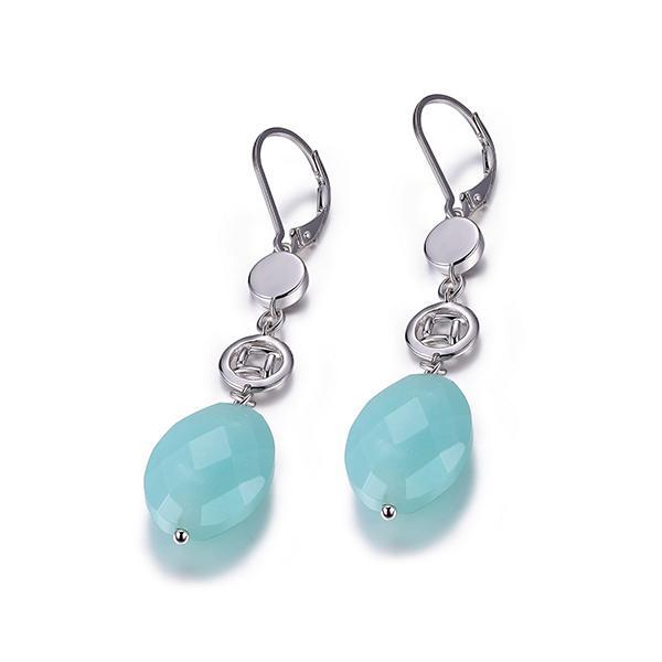 ER2LC2TAL-W Sterling Silver Green Quartz Oval Leverback Drop Earrings