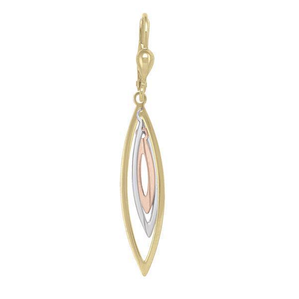 10K Gold, Silver and Rose Gold Fashion Drop Earrings - 2.0gm