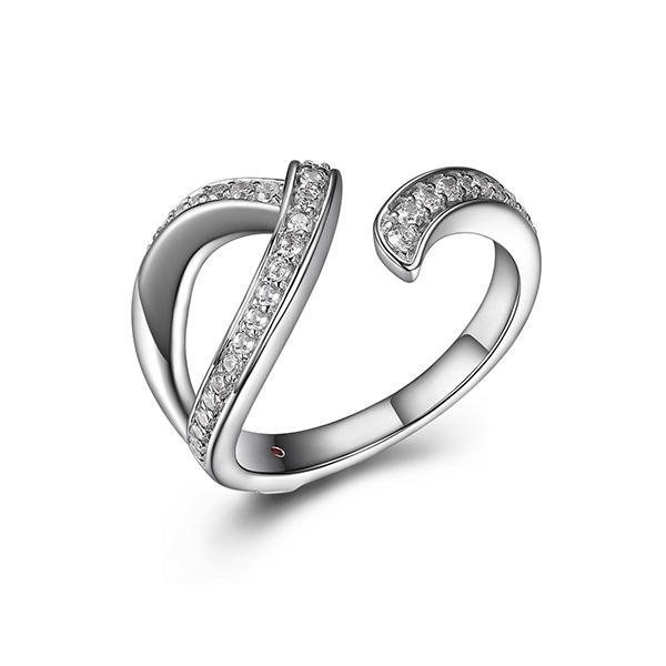 RR4LAA000-W-8 Sterling Silver SINTALLATION Cubic Zirconia Open Ring Size 8