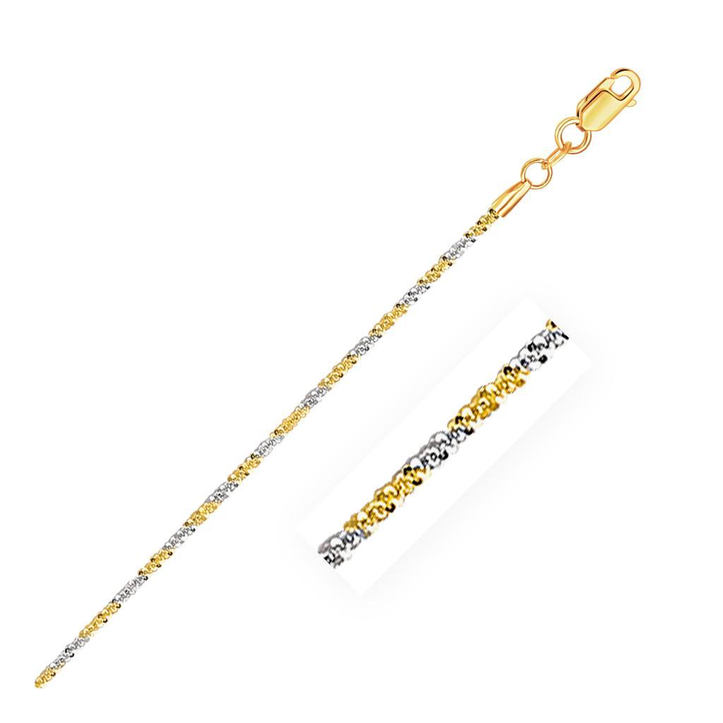 14k White and Yellow Gold Two Tone Sparkle Chain (1.50 mm) - 16"
