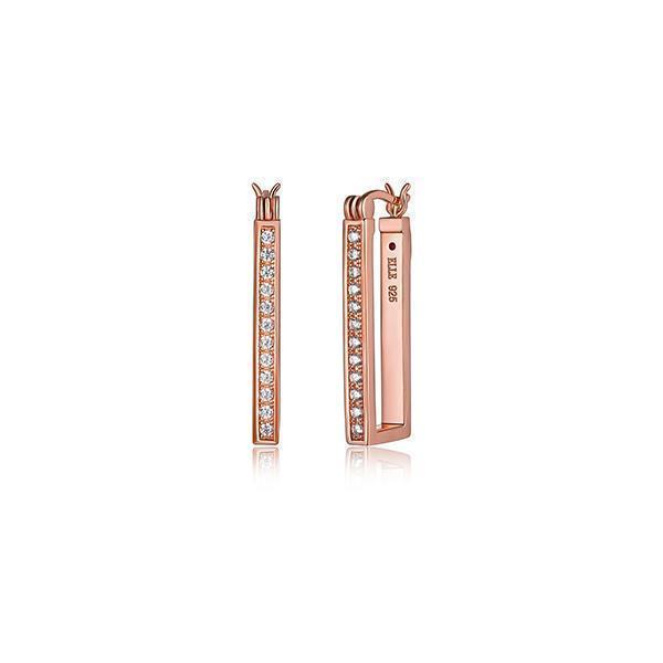 E32LCAN-R "Horizon" Sterling Silver Cubic Zirconia Rectangular Hoop Earrings