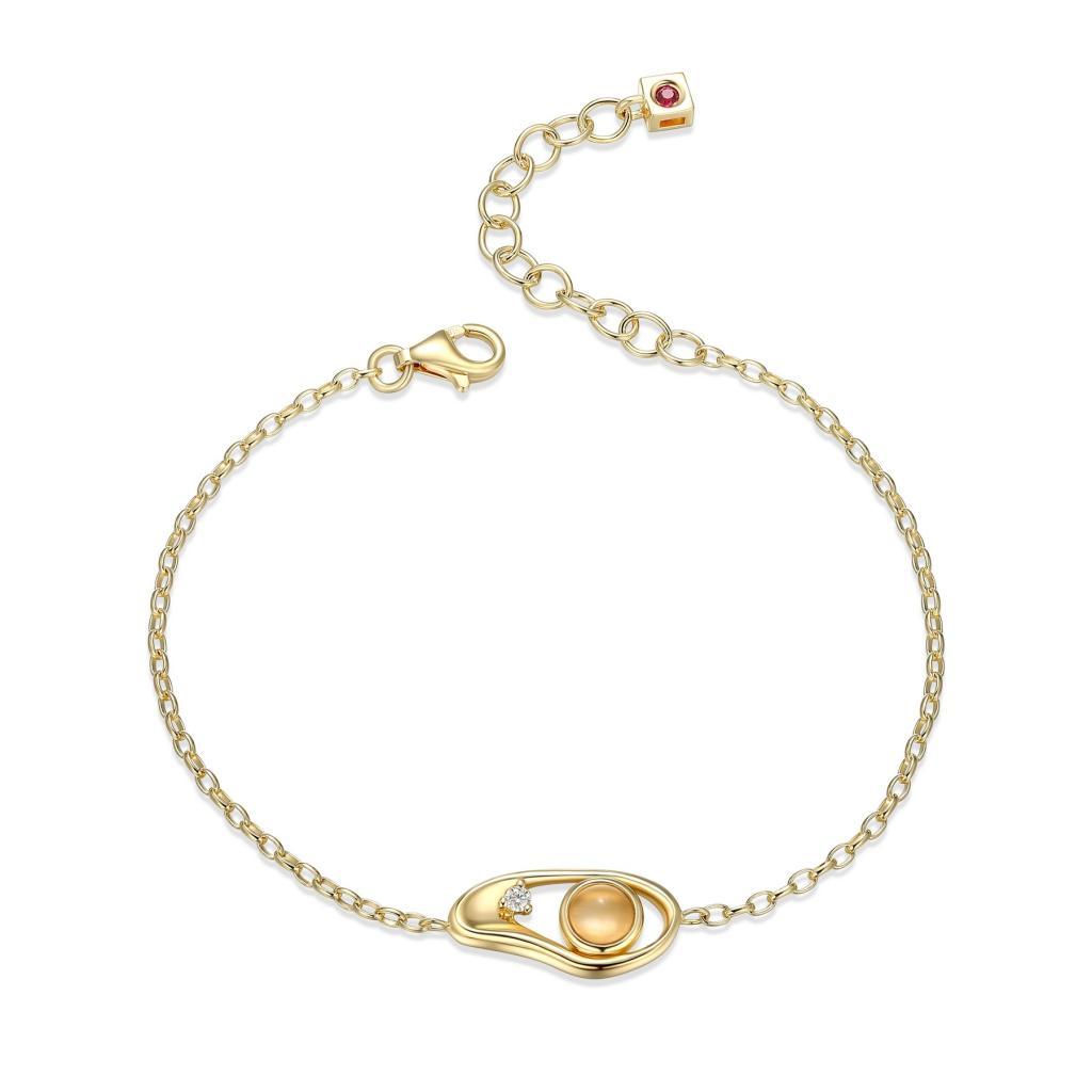 B31LAN9-Y Satelite Moonstone and Moissanite Bracelet