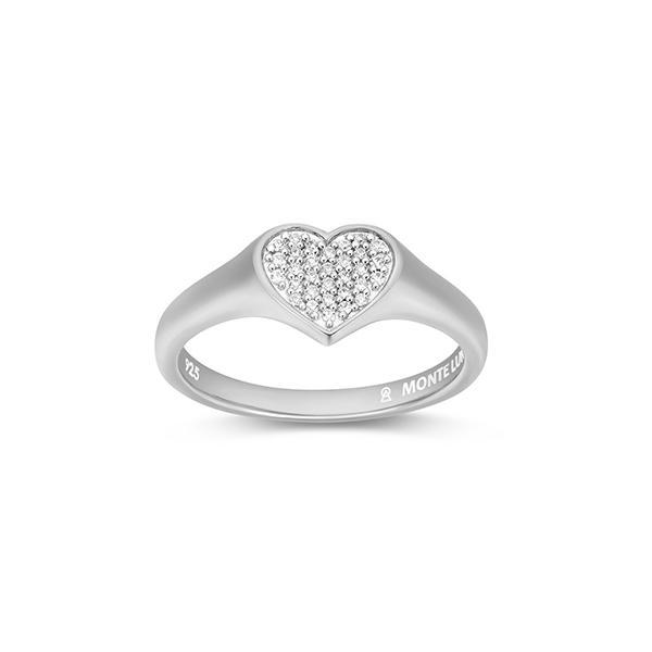CJ Monte sterling silver lab-created diamond pave heart ring - Size 8