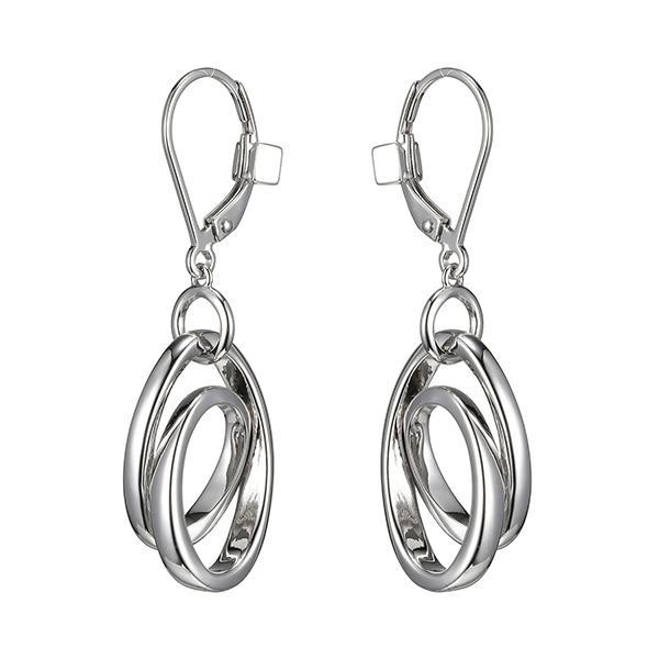 ER2LCEEA0-W Sterling Silver ETERNITY Dangle Hoop Earrings