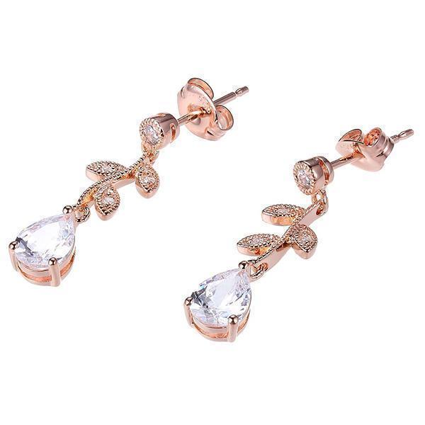 Diamondlite Cubic Zirconia 7 x 5mm Pear Drop Vine Earrings in Rose Gold - Jewellery